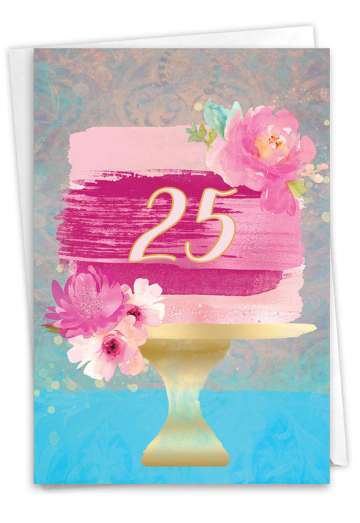 Number Cake 25, Printed Milestone Birthday Greeting Card - C10127MBG