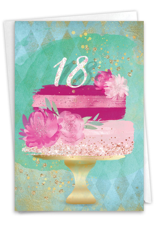 Number Cake 18, Printed Milestone Birthday Greeting Card - C10130MBG