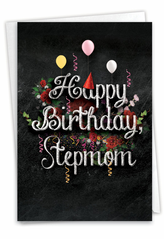 Chalk and Roses - Stepmom, Printed Birthday Stepmother Greeting Card - C6479SBG