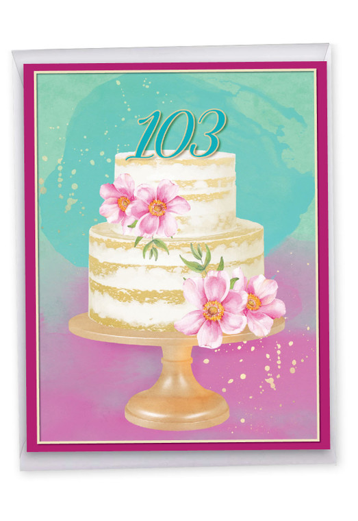 Number Cake 103, Jumbo Milestone Birthday Greeting Card - J10109MBG-US
