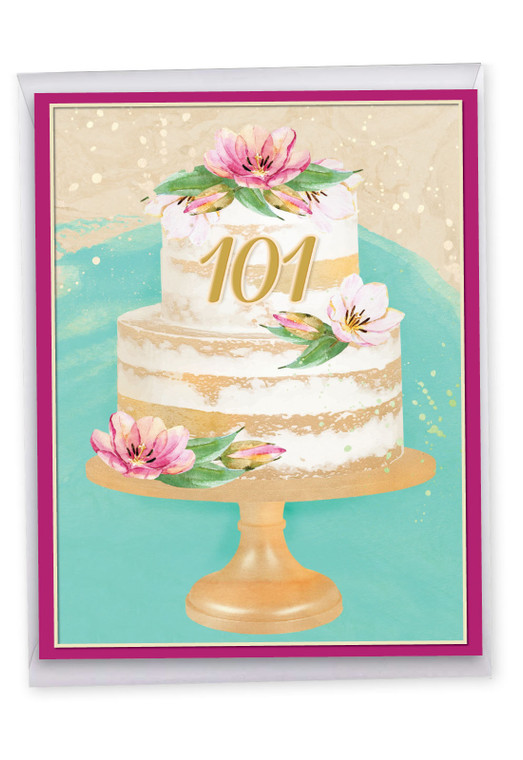 Number Cake 101, Jumbo Milestone Birthday Greeting Card - J10111MBG-US