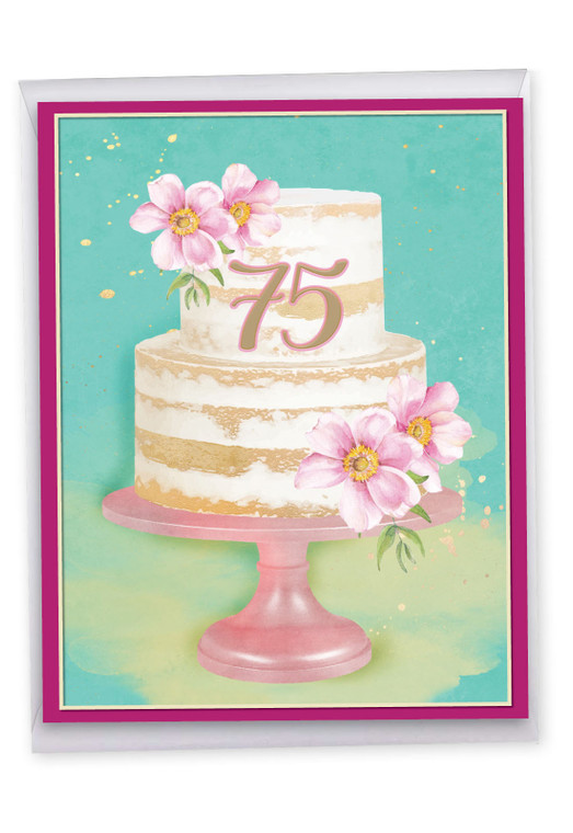 Number Cake 75, Jumbo Milestone Birthday Greeting Card - J10117MBG-US