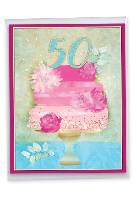 Number Cake 50, Extra Large Milestone Birthday Greeting Card - J10122MBG-US