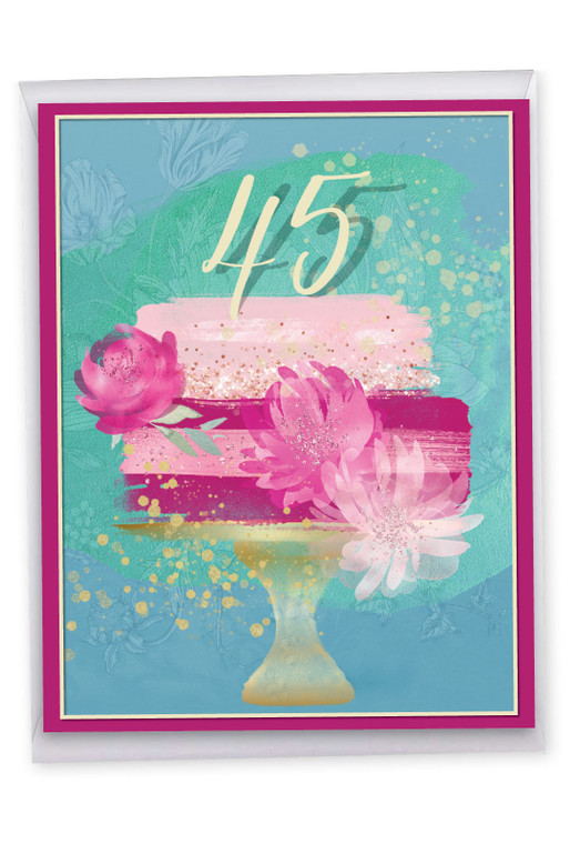 Number Cake 45, Jumbo Milestone Birthday Greeting Card - J10123MBG-US