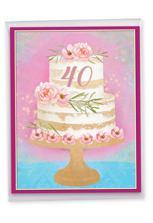 Number Cake 40, Extra Large Milestone Birthday Greeting Card - J10124MBG-US