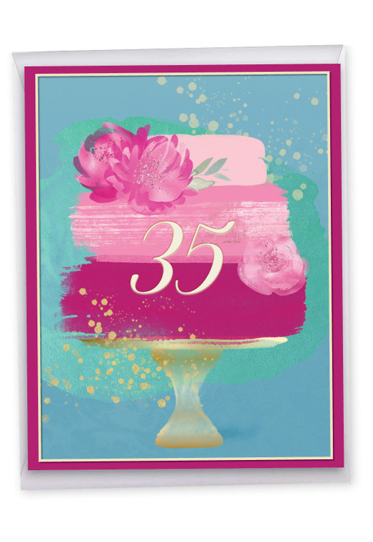 Number Cake 35, Jumbo Milestone Birthday Greeting Card - J10125MBG-US