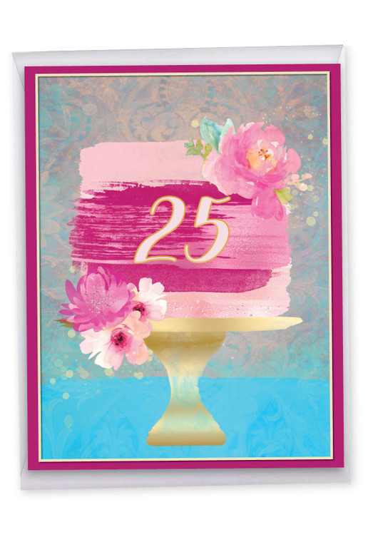 Number Cake 25, Jumbo Milestone Birthday Greeting Card - J10127MBG-US