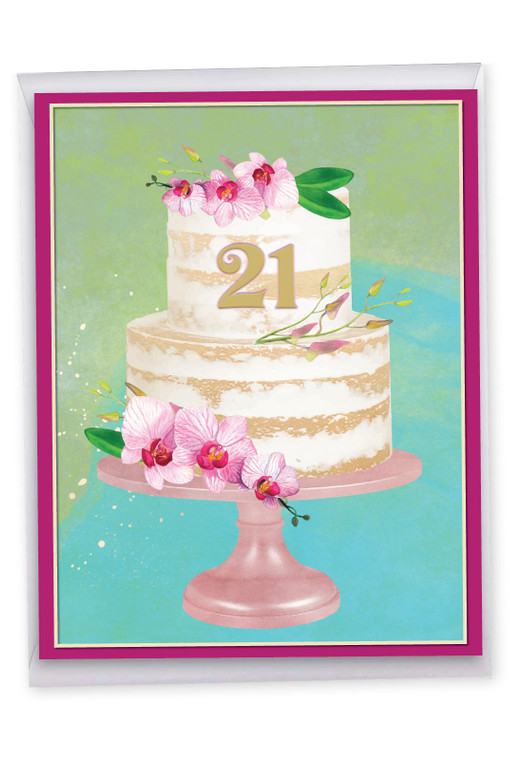 Number Cake 21, Extra Large Milestone Birthday Greeting Card - J10128MBG-US