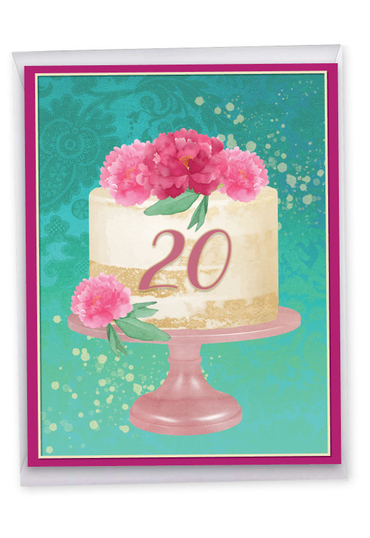Number Cake 20, Jumbo Milestone Birthday Greeting Card - J10129MBG-US