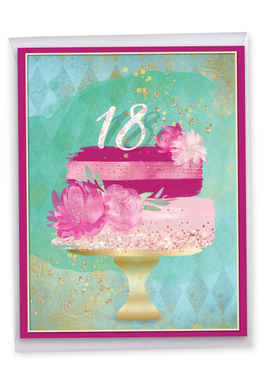 Number Cake 18, Extra Large Milestone Birthday Greeting Card - J10130MBG-US