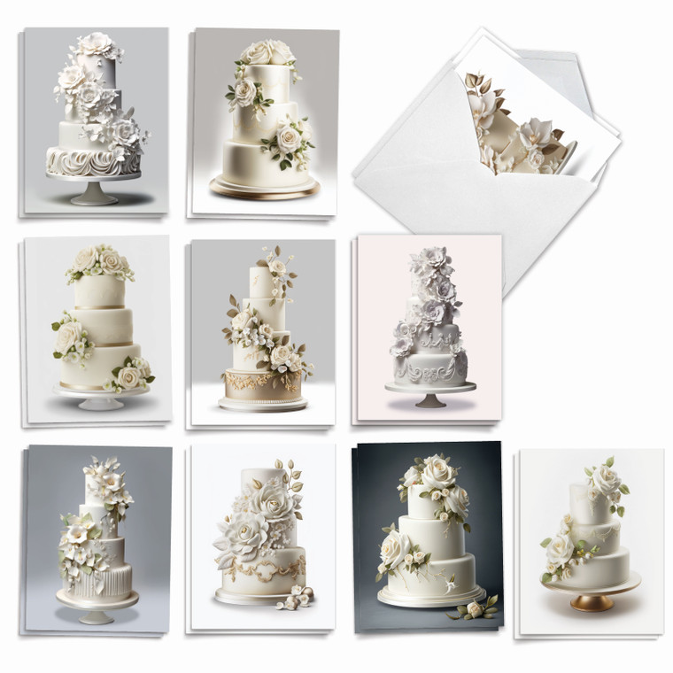Matrimony Cakes, Assorted Set Of Printed Wedding Thank You Notecards - AM10043WYG-B2x10