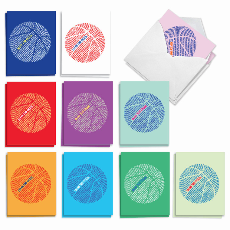 Basketball Coach, Assorted Set Of Printed Thank You Notecards - AM2281TYG-B2x10