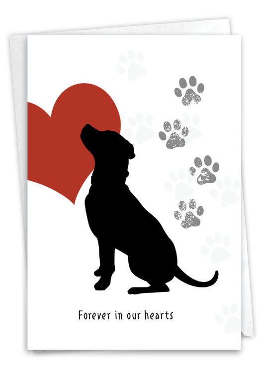 Furever In Our Heart - Pawprints, Printed Pet Sympathy Greeting Card - C10066FPSG