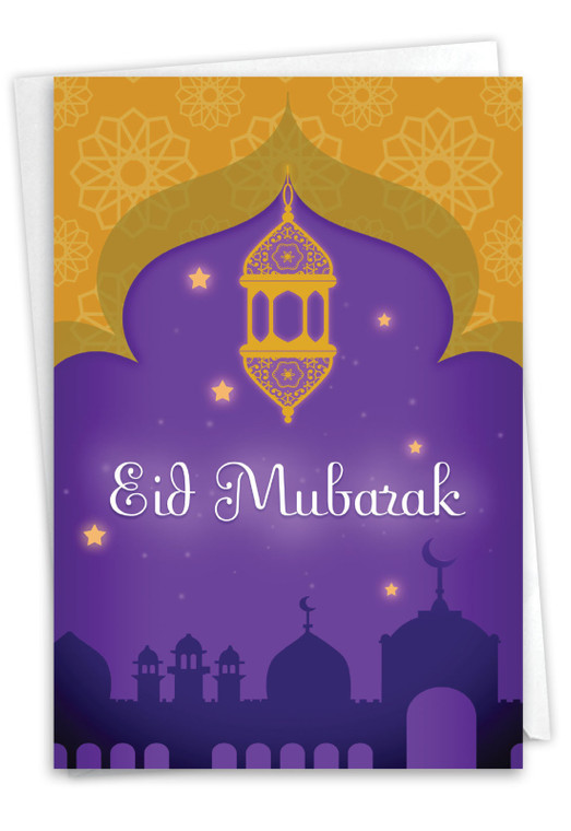 Eid Mubarak - Lantern, Printed Eid Mubarak Greeting Card - C7035GEI
