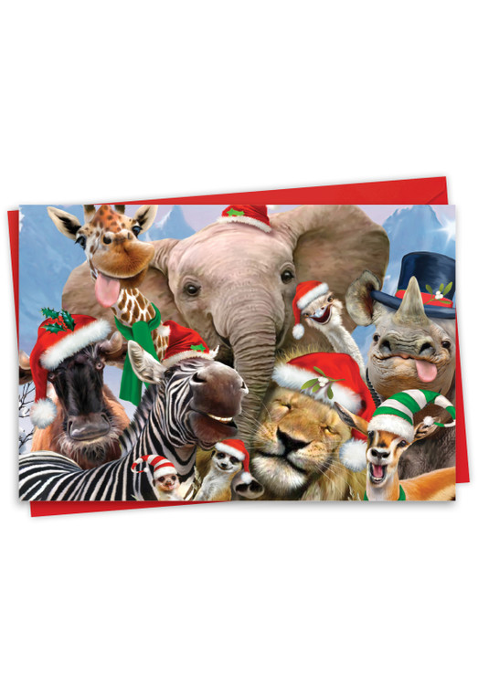 Merry Christmas To Zoo - Menagerie, Printed Christmas Greeting Card - C6652CXS