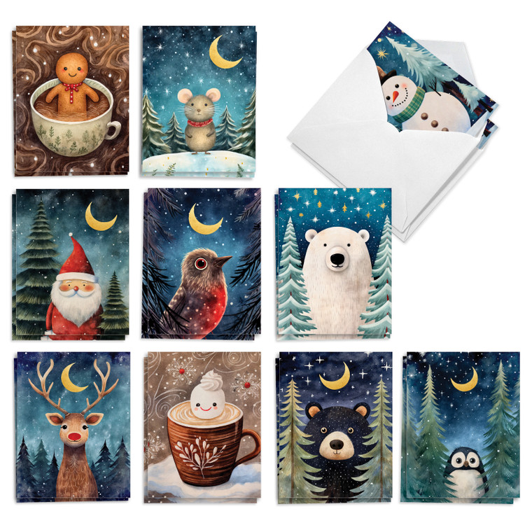 Winter Fun, Assorted Set Of Printed Christmas Notecards - AM10773XSG-B2x10