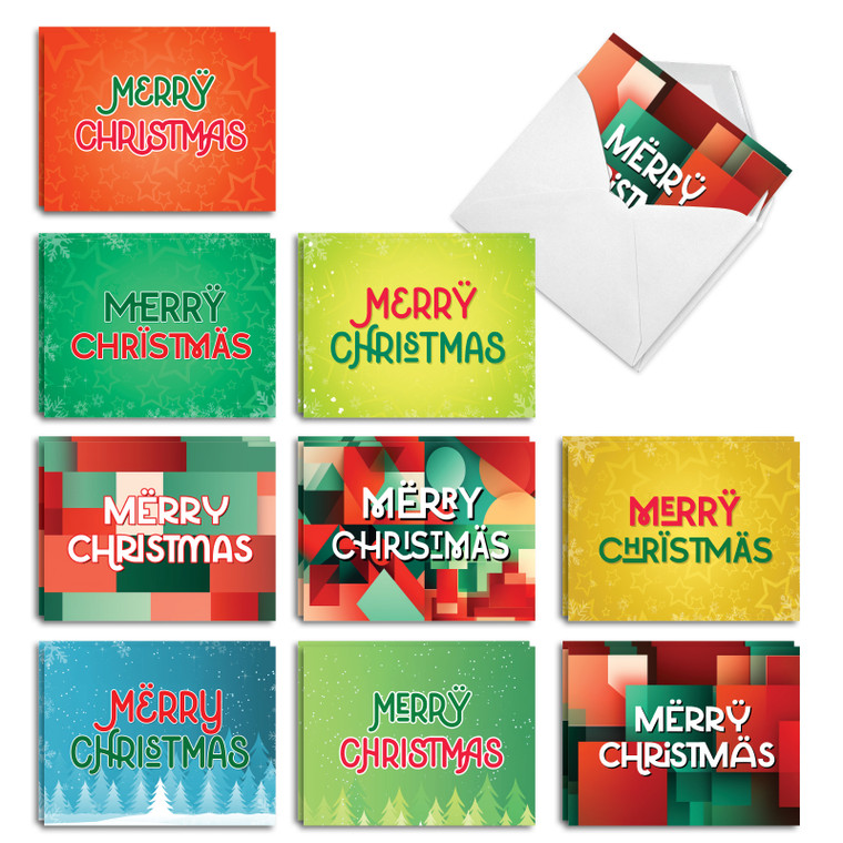 My Type, Assorted Set Of Printed Christmas Notecards - AM10777XSG-B2x10