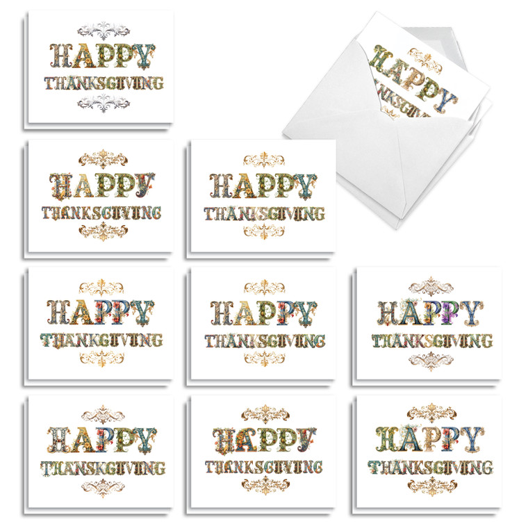 Fancy Feast, Assorted Set Of Printed Thanksgiving Notecards - AM10786TGG-B2x10