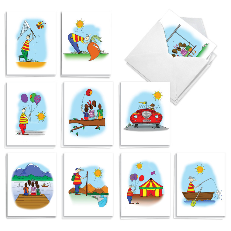 Childhood Dreams, Assorted Set Of Printed Blank All Occasions Notecards - AM10688OCB-B2x10