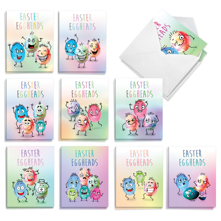 Easter Eggheads, Assorted Set Of Printed Easter Notecards - AM10916EAG-B2x10