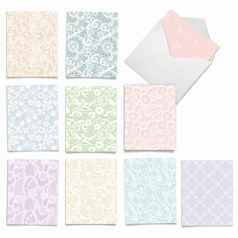 Lacy Days, Assorted Set Of Blank Notecards - AM6560OCB