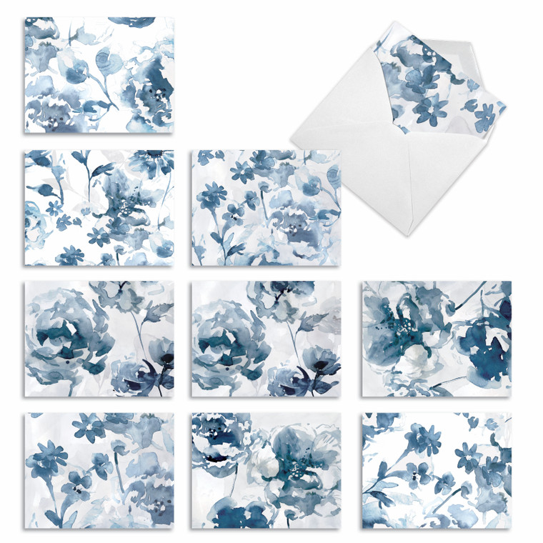 Indigo Blooms, Assorted Set Of Thank You Notecards - AM6597TYG