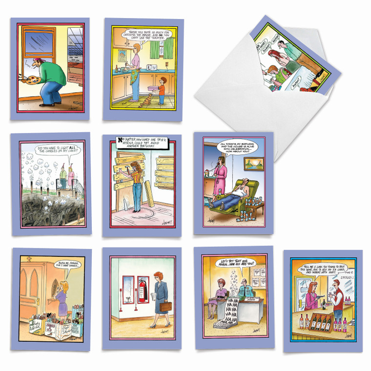 Tom Cheney Toons, Assorted Set Of Birthday Notecards - AM6616BDG