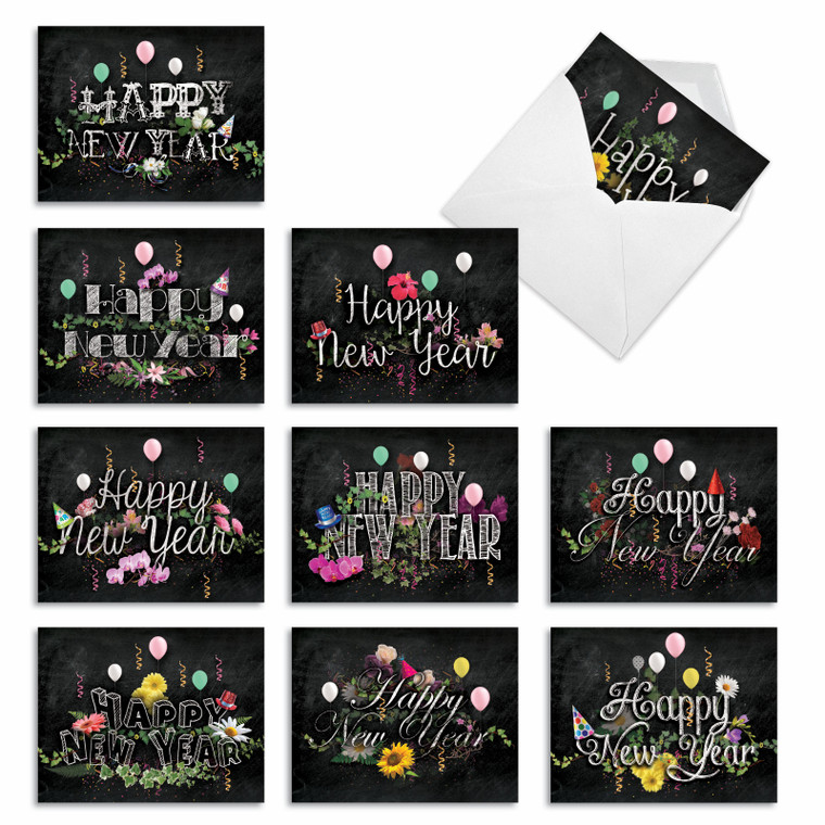 Chalk And Roses, Assorted Set Of New Year Greeting Card - AM2358NYG