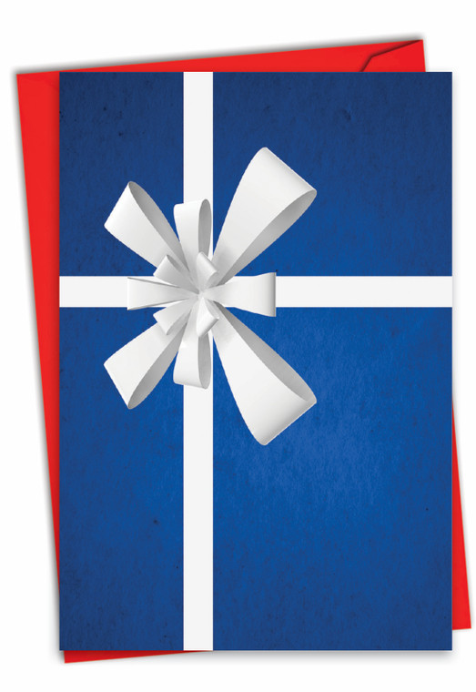 Beribboned In Blue, Printed Christmas Thank You Greeting Card - C1768AXT
