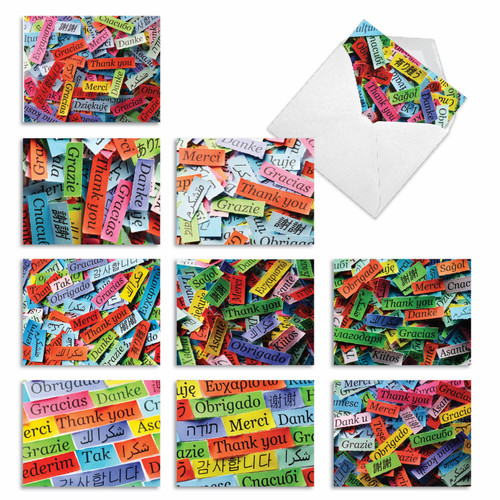 A World Of Thanks, Assorted Set Of 10 Printed Thank You Notecards