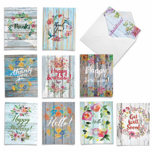 AM6108XX - Blooming Driftwood: Assorted Set Of Notecards 