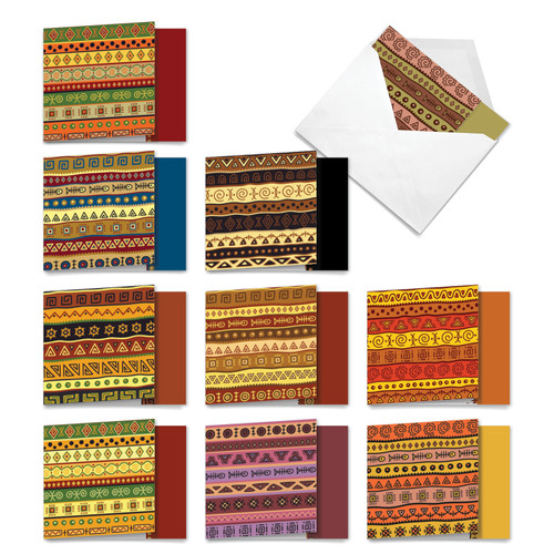 AMQ6116OC - African Motifs: Square-Top Assorted Set Of 10 Printed ...