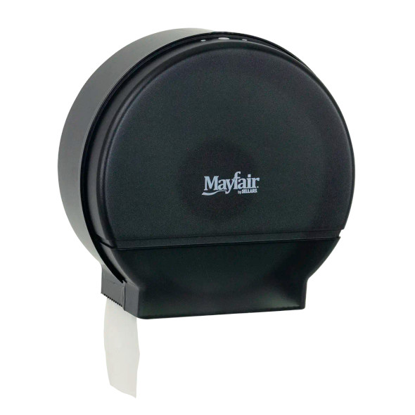 Single-roll jumbo toilet paper dispenser for commercial restrooms