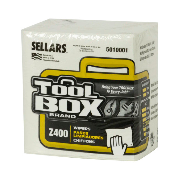 TOOLBOX® Z400 Wipers - Quarterfold (White, 60 Sheets) for industrial cleaning