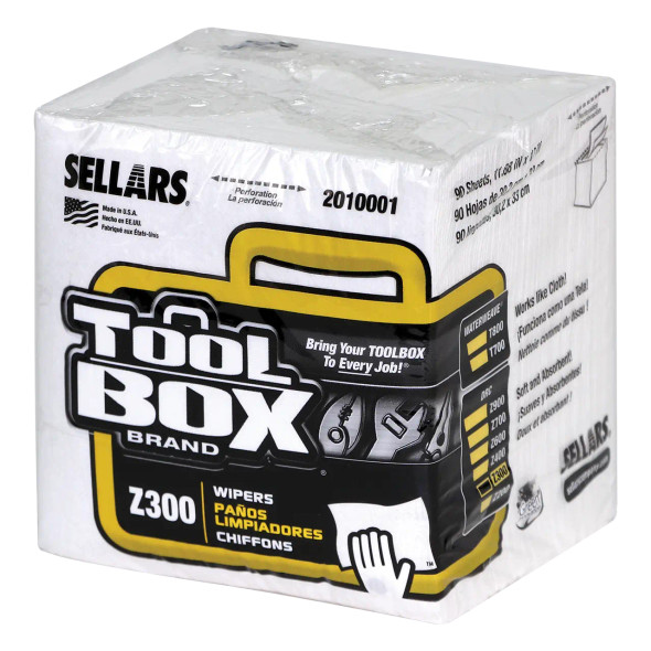 TOOLBOX® Z300 Wipers - Quarterfold White, 90 sheets for industrial cleaning
