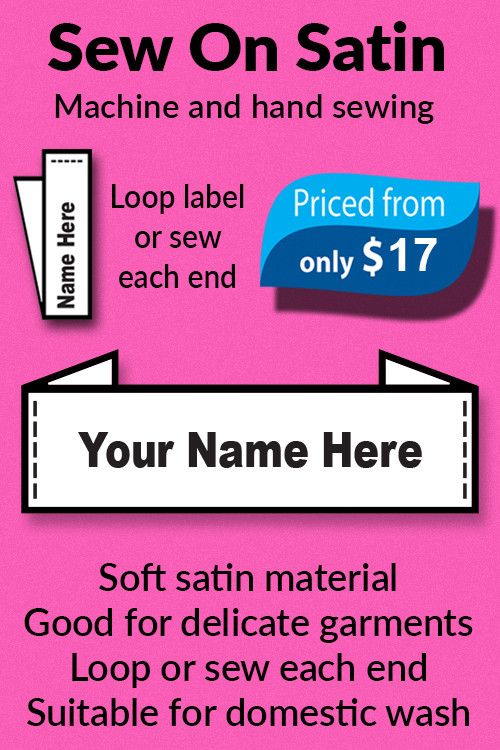 Printed Soft Satin Sew in Name Labels For school 