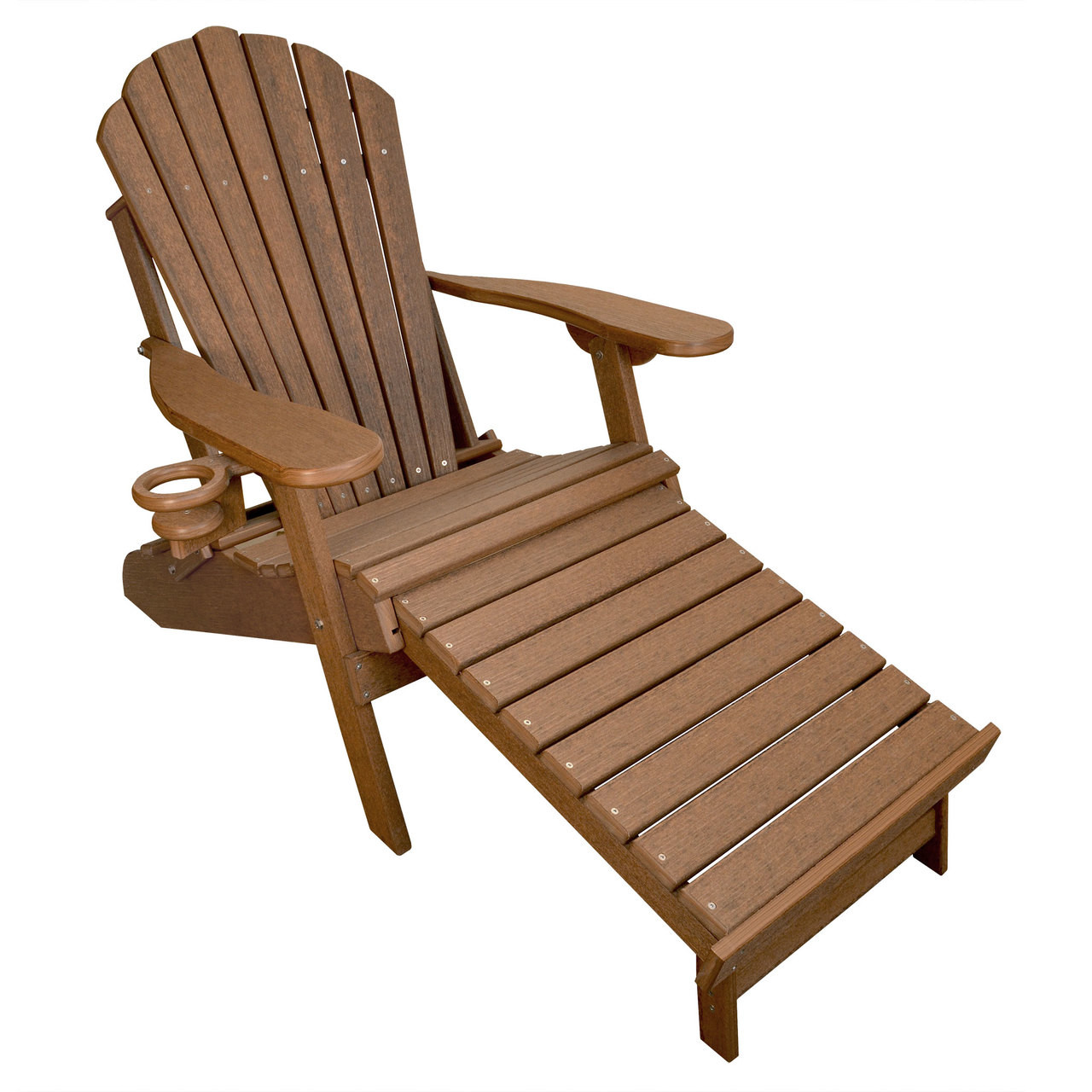 Outer Banks Poly Wood Grain Adirondack Chair with Integrated Footrest