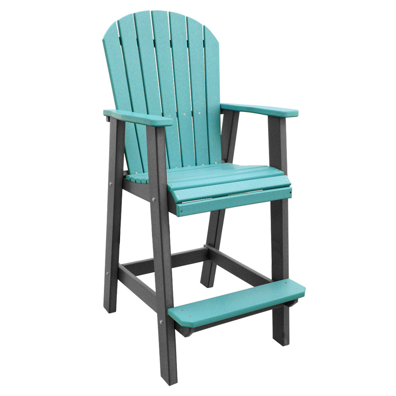 Outer Banks Adirondack Fanback Lifeguard Poly Lumber Bar Stool   W POLY OB FANBK BH  89793.1645133547 