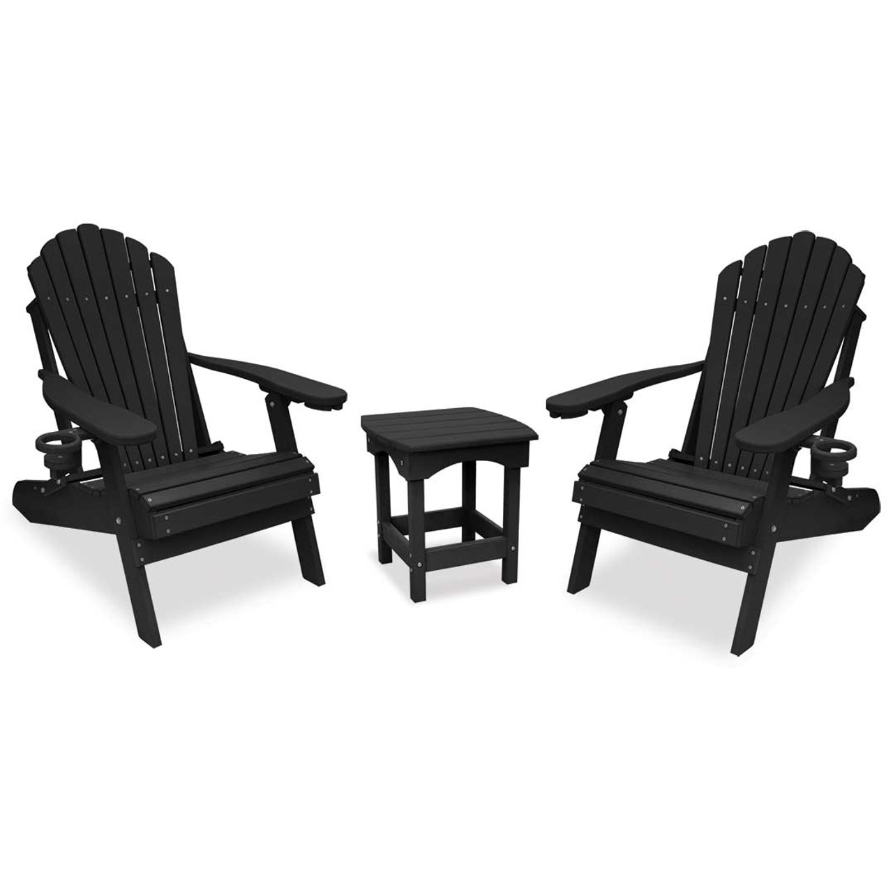 Outer Banks 3 Piece Deluxe Adirondack Chair Set with Harbor Side Table