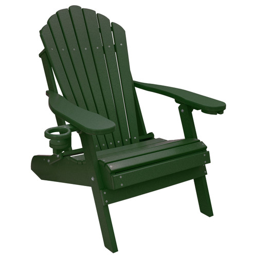 Deluxe Oversized Poly Lumber Folding Adirondack Chair with Cup Holders