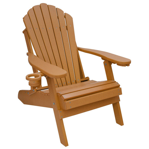 Outer Banks Deluxe Oversized Poly Lumber Folding Adirondack Chair with Cup Holders Available in 21 Colors