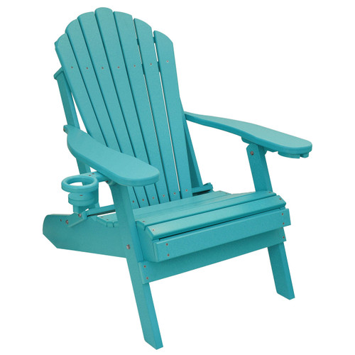 Outer Banks Deluxe Oversized Poly Lumber Folding Adirondack Chair with Cup Holder - Aruba Blue Outer Banks Deluxe Oversized Poly Lumber Folding Adirondack Chair with Cup Holder - Aruba Blue