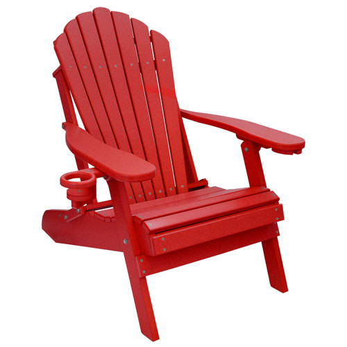 Deluxe Oversized Poly Lumber Folding Adirondack Chair With Cup Holders