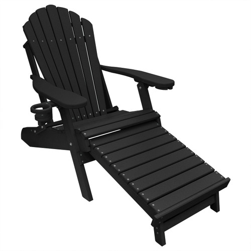 Deluxe Oversized Poly Lumber Folding Adirondack Chair with Cup Holders