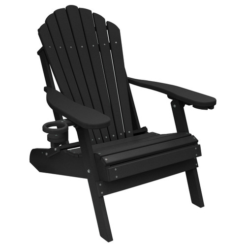 Deluxe Oversized Poly Lumber Folding Adirondack Chair with Cup Holders