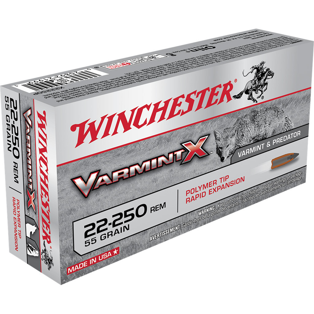 Winchester Varmint-X Rifle Ammo 22-250 Rem. 55 gr. Polymer Tip 20