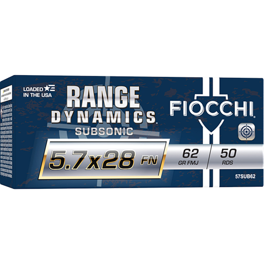 Fiocchi Range Dynamics Subsonic Pistol Ammo 5.7x28mm 62 gr. FMJ 50