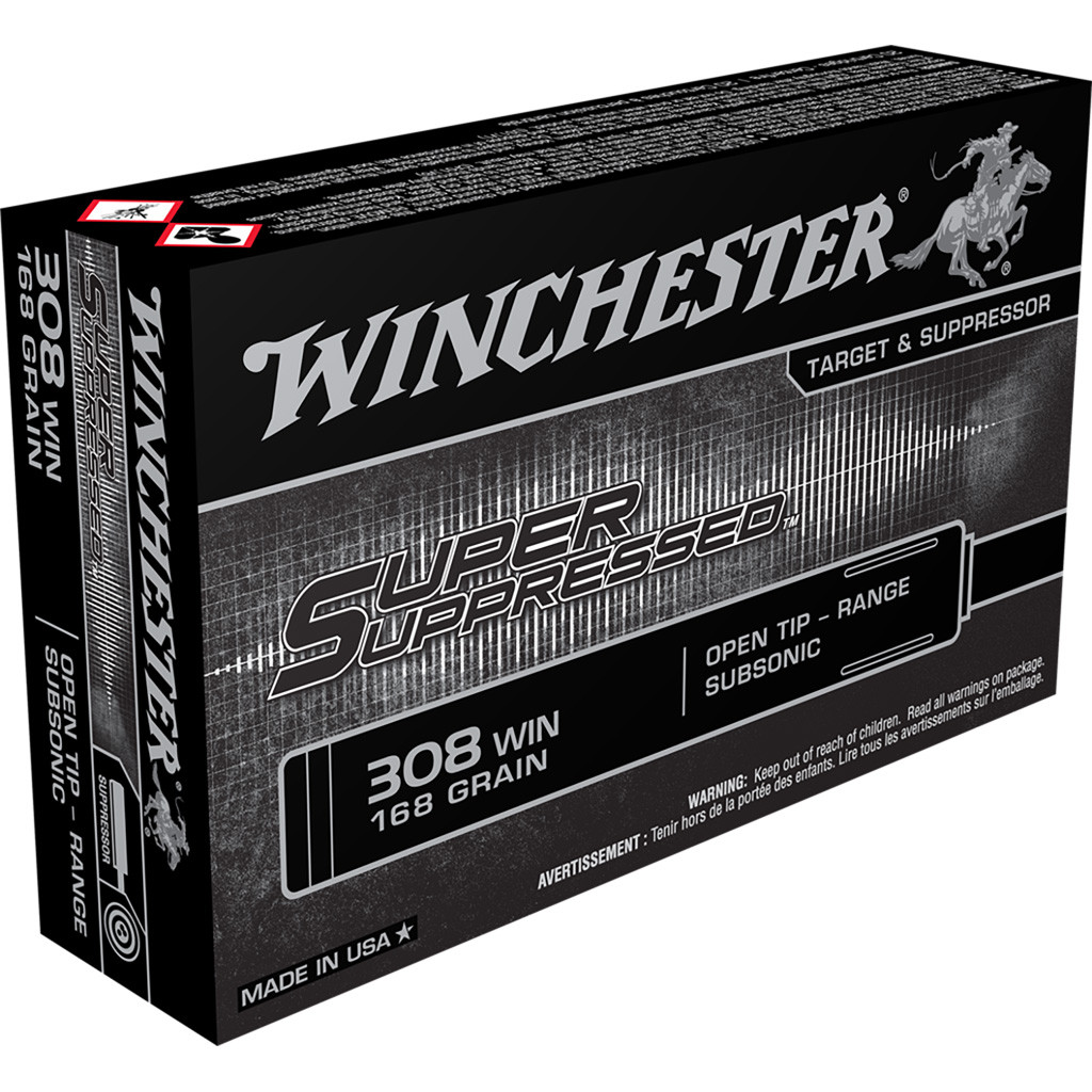 Winchester Super Suppressed Rifle Ammo 308 Win. 168 gr. Open Tip