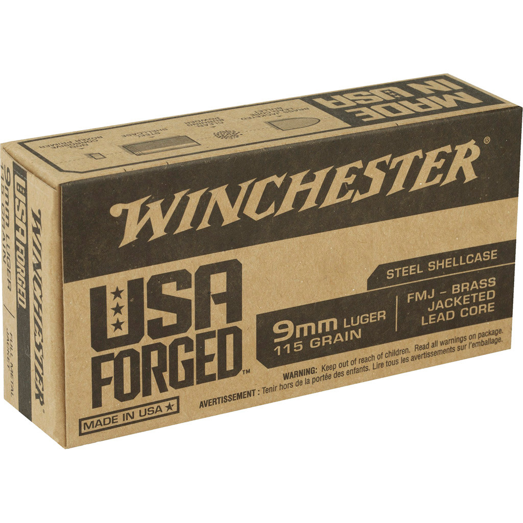 Winchester USA Forged Pistol Ammo 9mm Luger 115 gr. FMJ 50 rd
