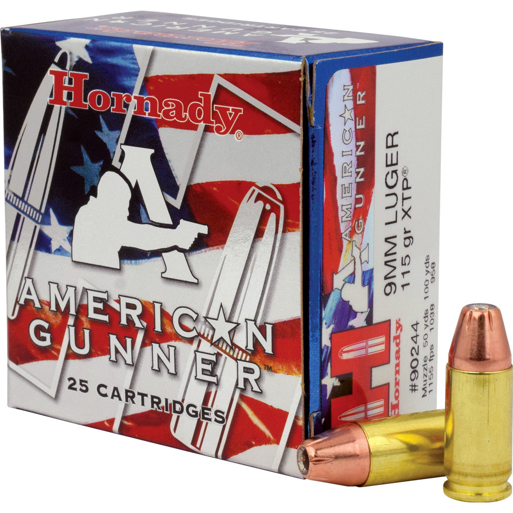 Hornady American Gunner Pistol Ammo 9mm Luger 115 gr. XTP Hollow